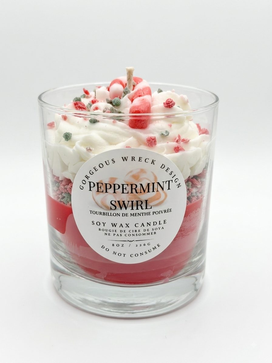 Peppermint Swirl Dessert Candle