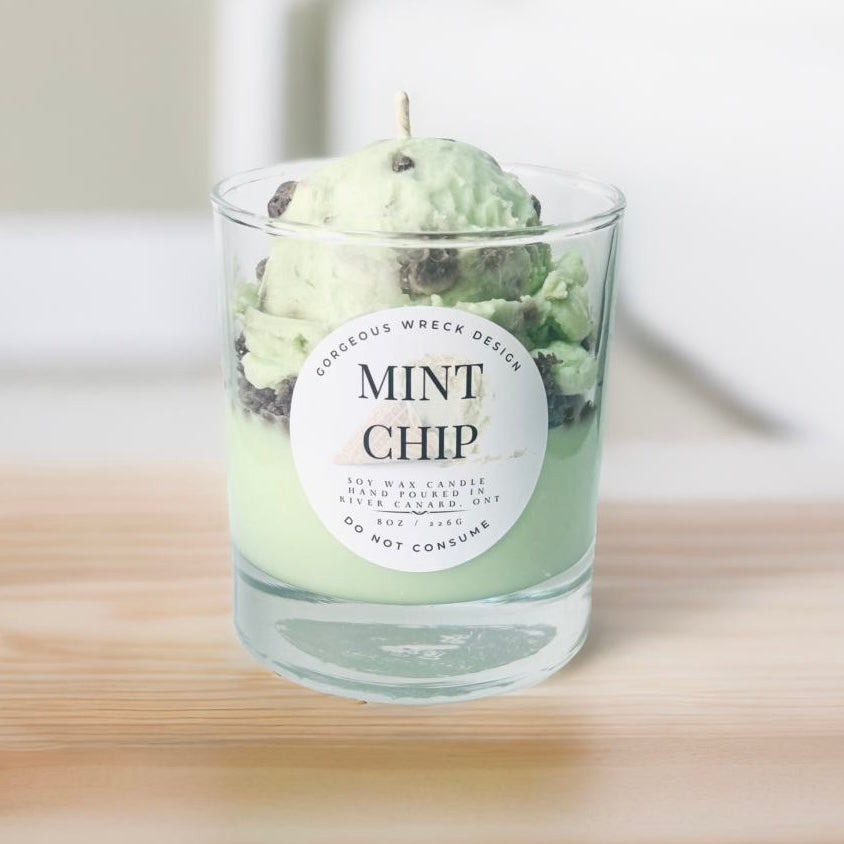 Mint Chocolate Chip Candle .