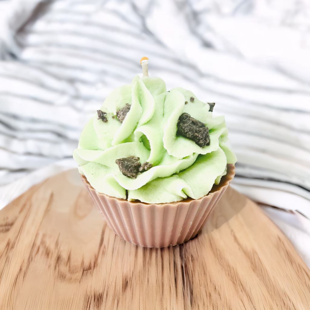 Mint Chocolate Chip Cupcake Candle .