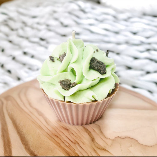 Mint Chocolate Chip Cupcake Candle .